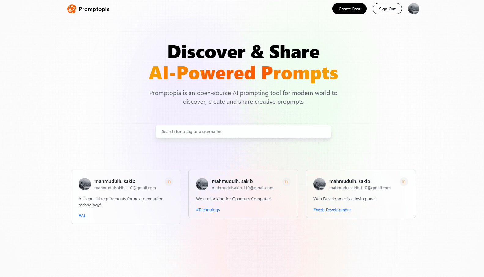 Promptopia – Sharing Platform